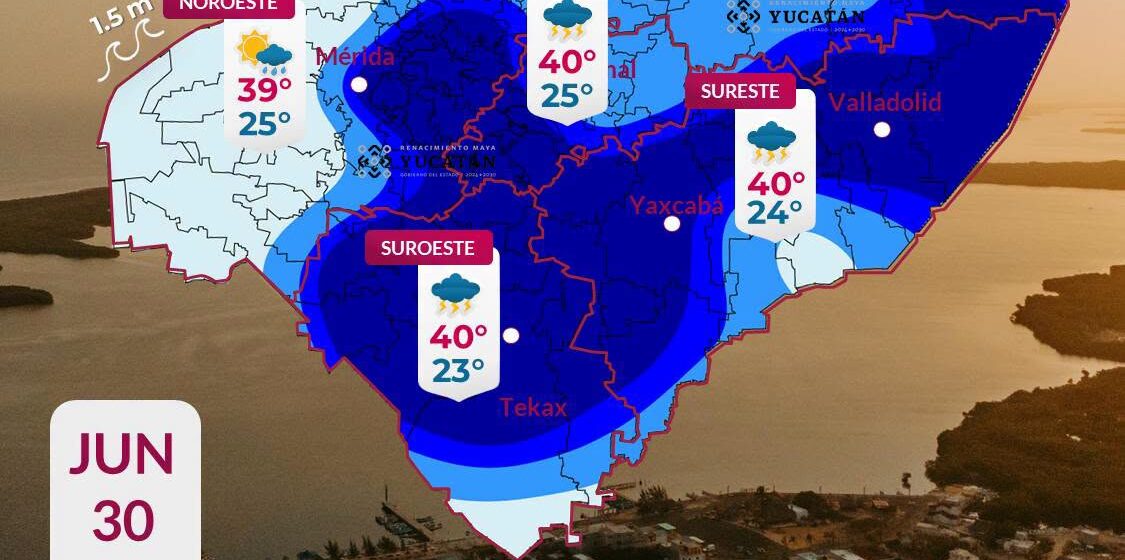 Clima en Yucatán: Prevén tormentas vespertinas y calor extremo de hasta 42°C este martes