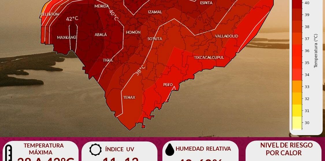 pronostico1 Clima en Yucatán: Alerta por calor extremo de hasta 42 °C este miércoles