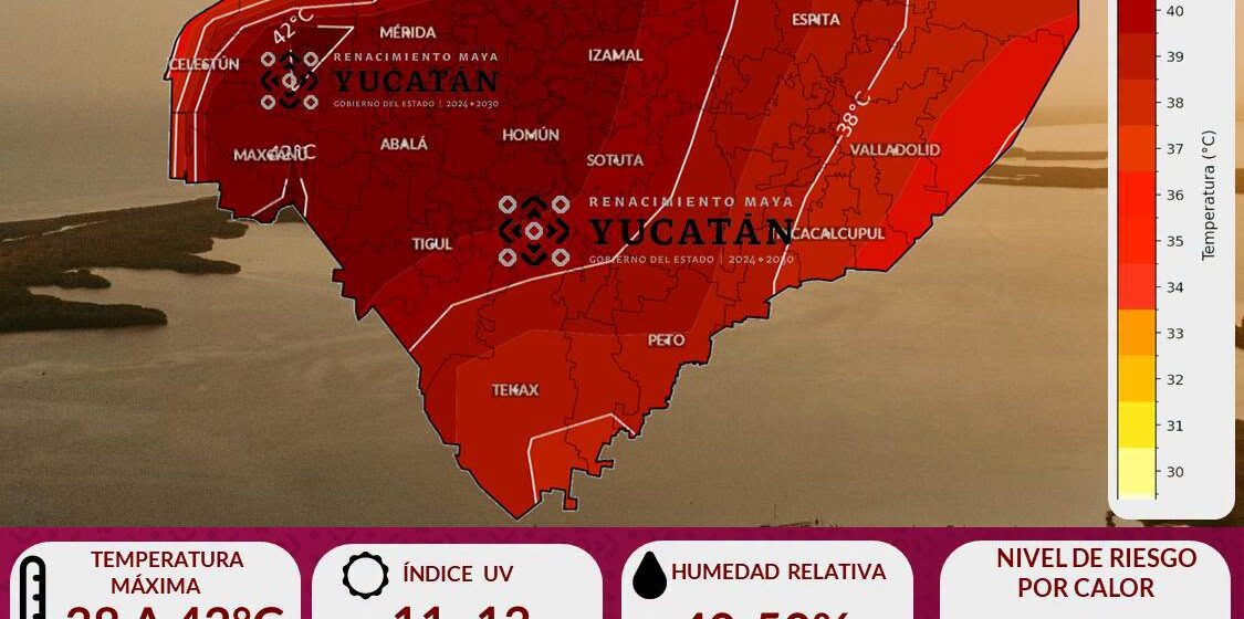 Clima en Yucatán: temperaturas extremas de hasta 42 °C este viernes 19 de junio