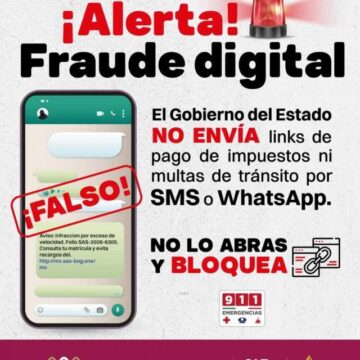 Gobierno del Estado alerta sobre mensajes falsos para el pago de multas e impuestos