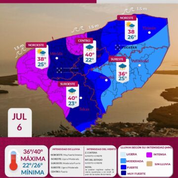 Prono (1) Clima en Yucatán hoy: Alertan por lluvias intensas y calor extremo este lunes