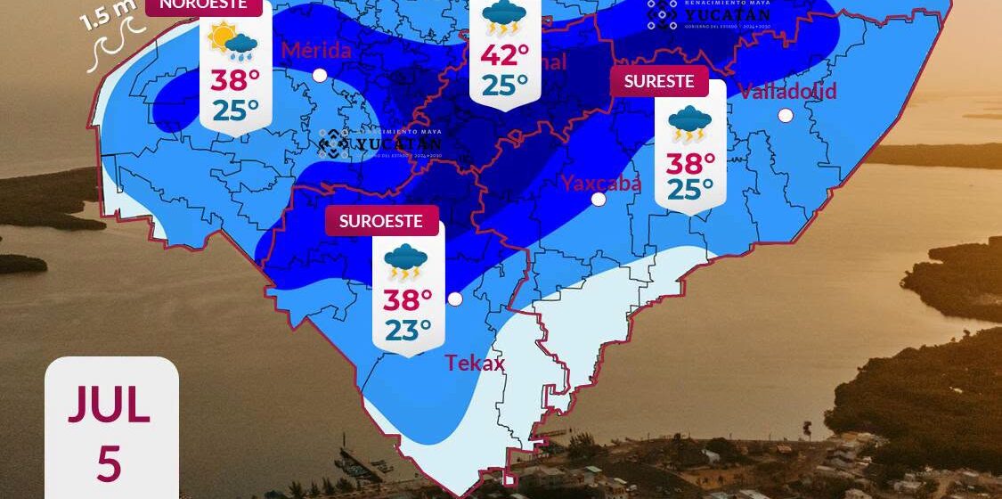 Pronostico (1) Clima en Yucatán hoy: Onda tropical provocará lluvias muy fuertes y ráfagas de viento