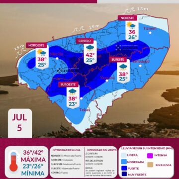 Clima en Yucatán hoy: Onda tropical provocará lluvias muy fuertes y ráfagas de viento