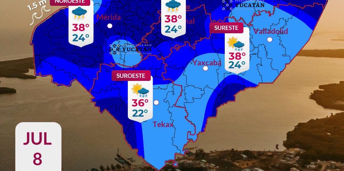 Clima en Yucatán hoy: Onda tropical provocará lluvias fuertes y calor de hasta 40°C este miércoles