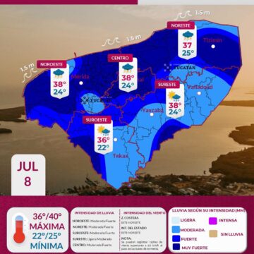Pronostico (1) Clima en Yucatán hoy: Onda tropical provocará lluvias fuertes y calor de hasta 40°C este miércoles