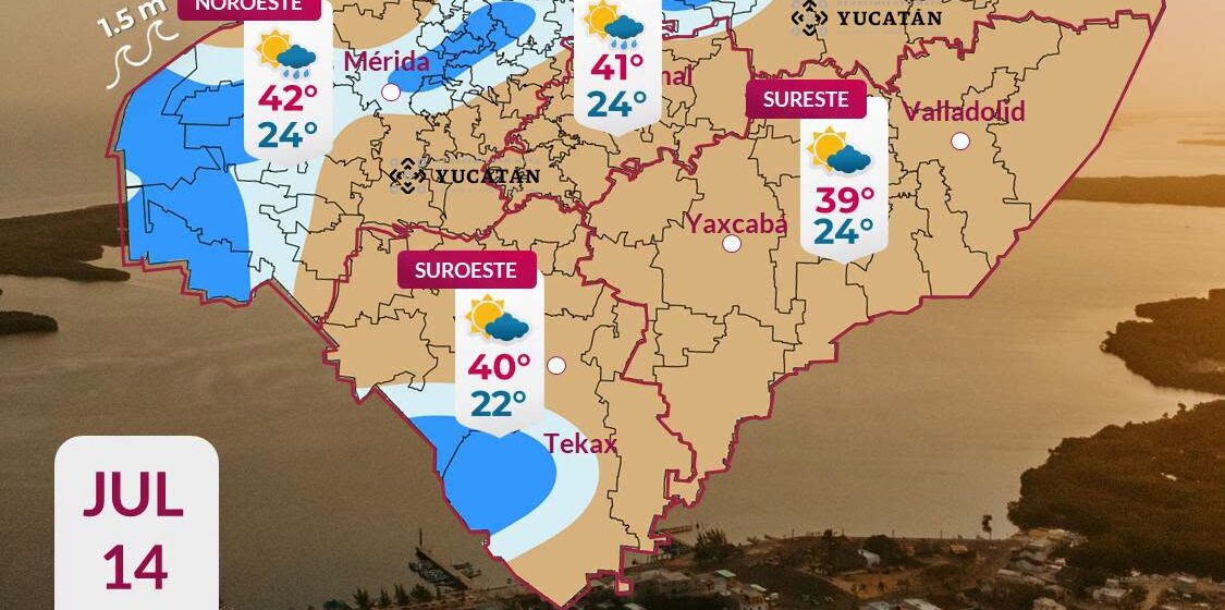 Pronostico (1) Clima en Yucatán hoy: Pronostican ambiente extremadamente caluroso de hasta 42°C este martes