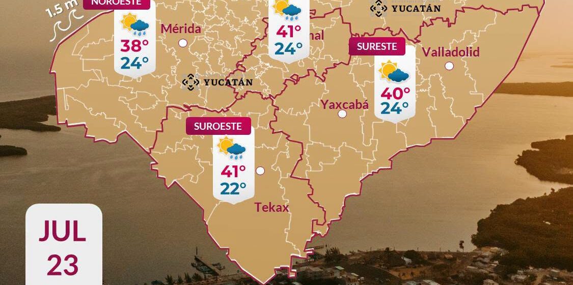 Pronostico (1) Yucatán prevé calor extremo de hasta 41 °C y lluvias aisladas este jueves