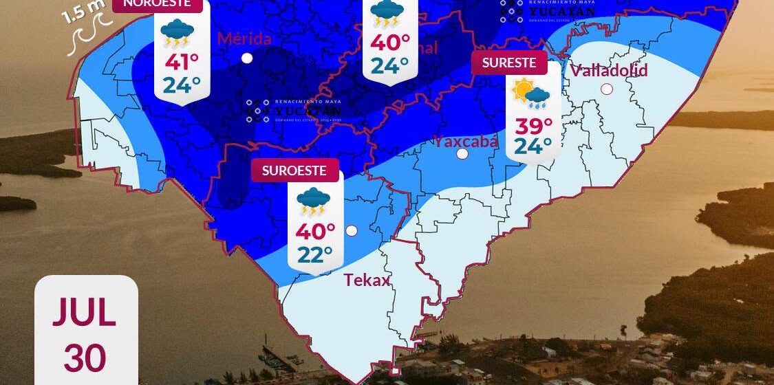 Clima en Yucatán: Vaguada traerá lluvias fuertes en Mérida y máximas de 41°C