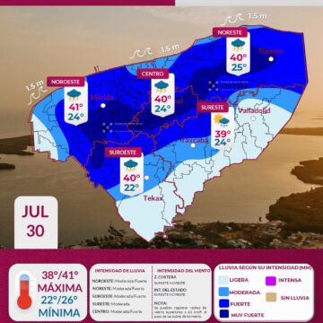 Clima en Yucatán: Vaguada traerá lluvias fuertes en Mérida y máximas de 41°C