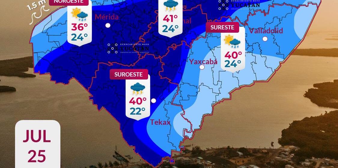 Pronostico (5) Clima en Yucatán: Onda tropical provocará lluvias fuertes y calor de hasta 41°C