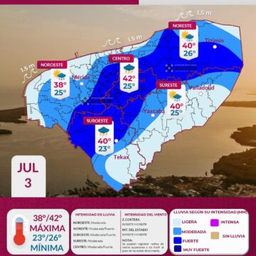 Clima en Yucatán hoy: Onda tropical provocará tormentas vespertinas y calor de hasta 42°C
