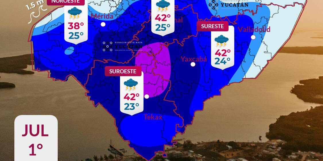 Clima en Yucatán: Onda tropical provocará fuertes tormentas y calor de hasta 42°C