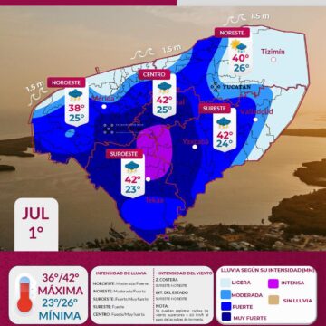 Clima en Yucatán: Onda tropical provocará fuertes tormentas y calor de hasta 42°C