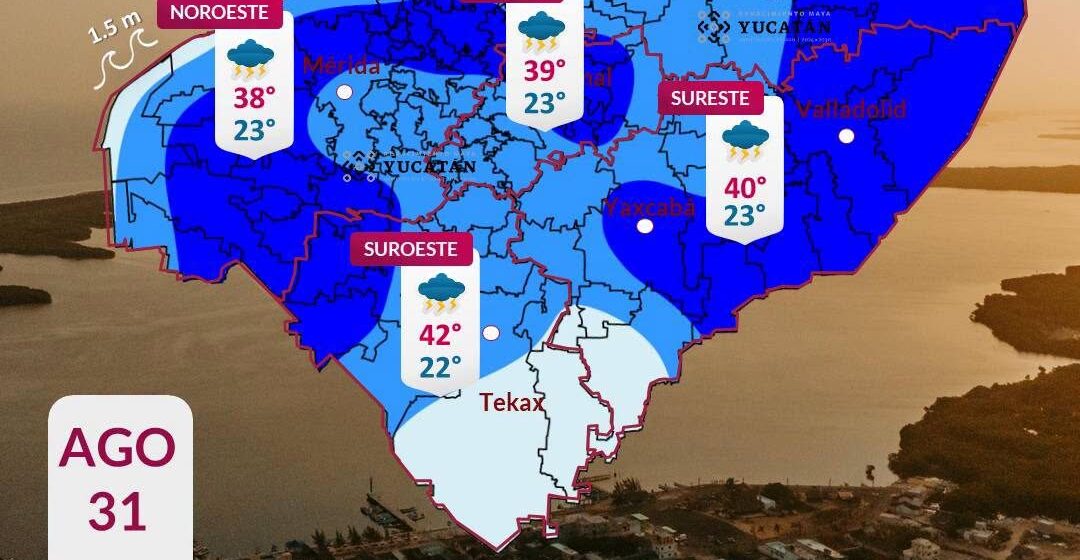 Yucatán tendrá lluvias y calor extremo este lunes 31