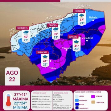 Clima (3) Yucatán tendrá lluvias intensas este sábado 22 de agosto