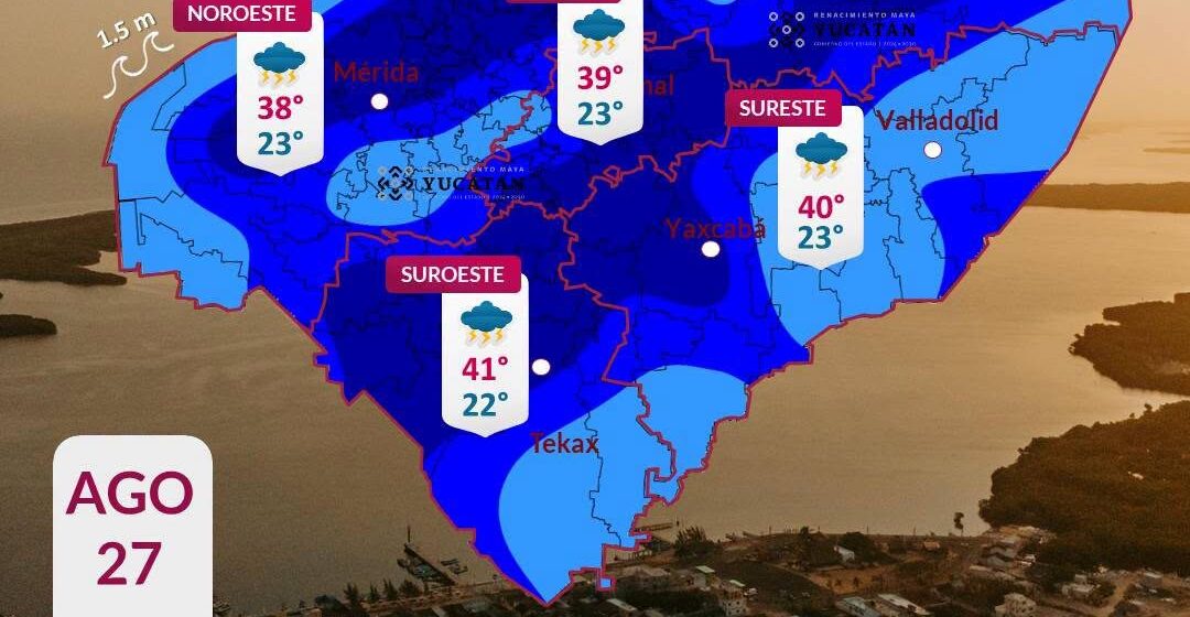 Prevén lluvias fuertes y calor extremo este jueves en Yucatán