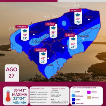 Clima (4) Prevén lluvias fuertes y calor extremo este jueves en Yucatán