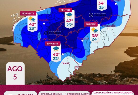 Pronostican lluvias fuertes para este miércoles en Yucatán