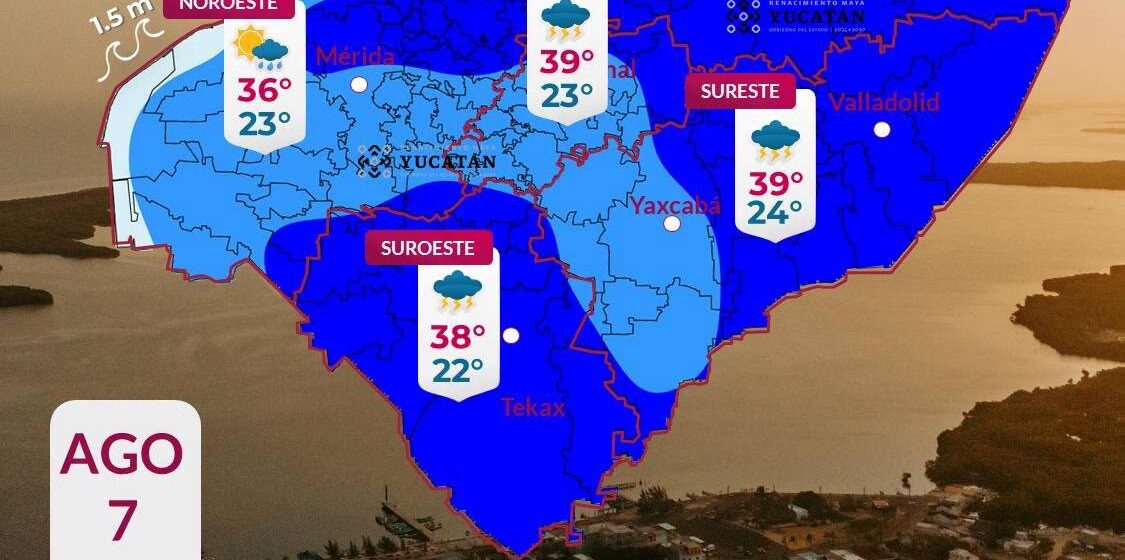 Clima (7) Pronostican lluvias fuertes en Yucatán para este viernes 7 de agosto