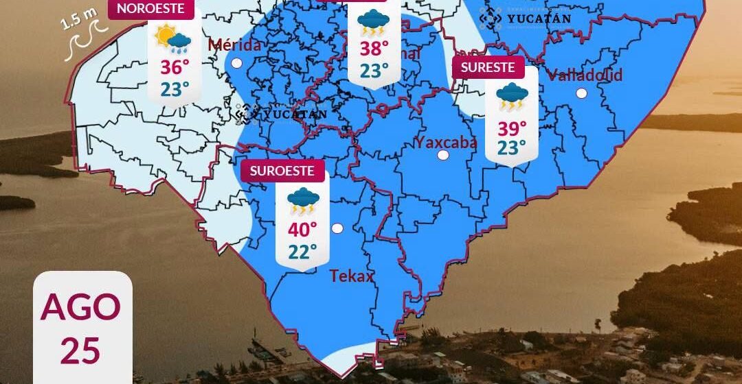 Pronóstico Yucatán: chubascos y calor extremo este martes