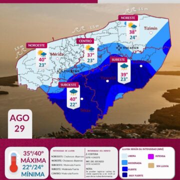 Yucatán tendrá lluvias y calor extremo este sábado 29