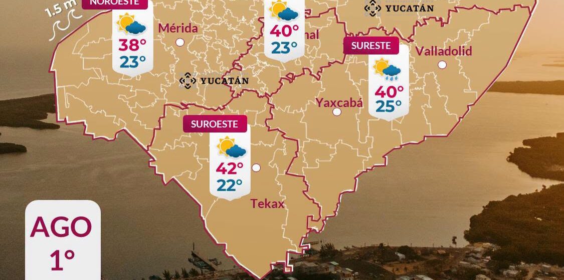 Pronostico (7) Clima en Yucatán: Calor extremo de hasta 42°C este sábado 1 de agosto