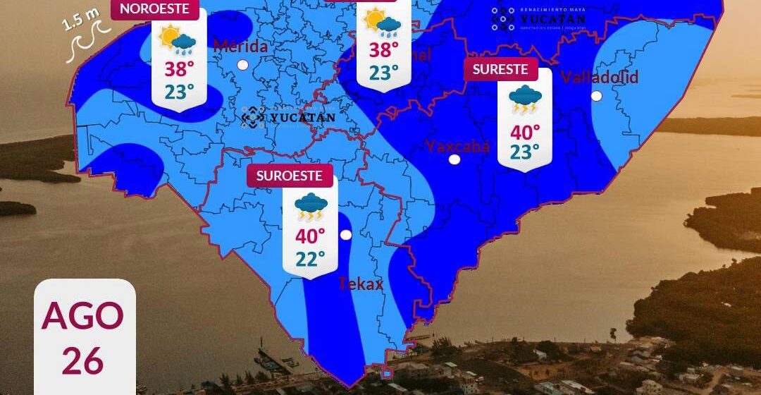 Pronóstico meteorológico para Yucatán este miércoles 26 de agosto