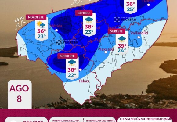 Pronóstico del tiempo para Yucatán este sábado 8 de agosto