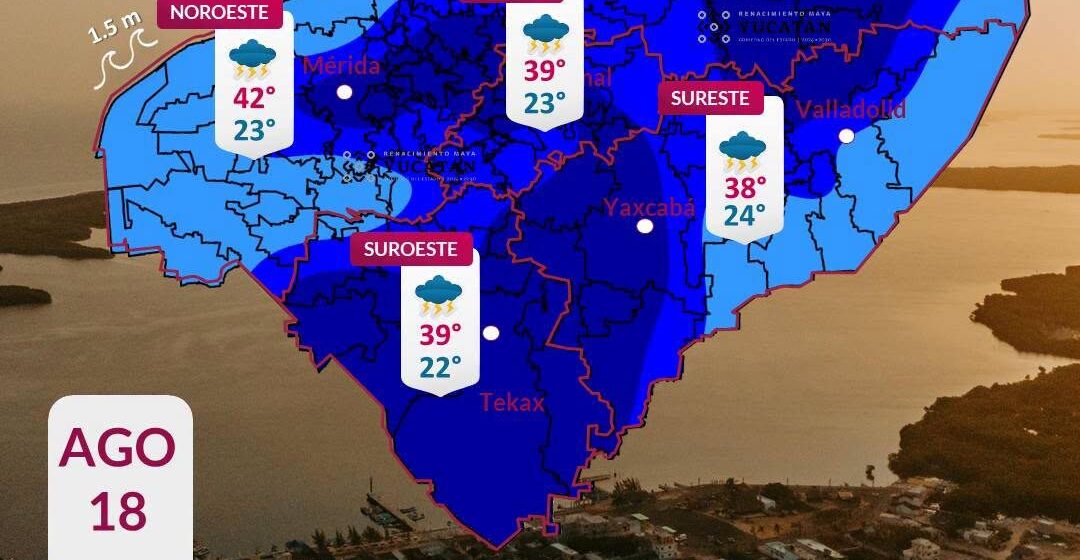 clima Pronóstico Yucatán: lluvias fuertes y calor este martes