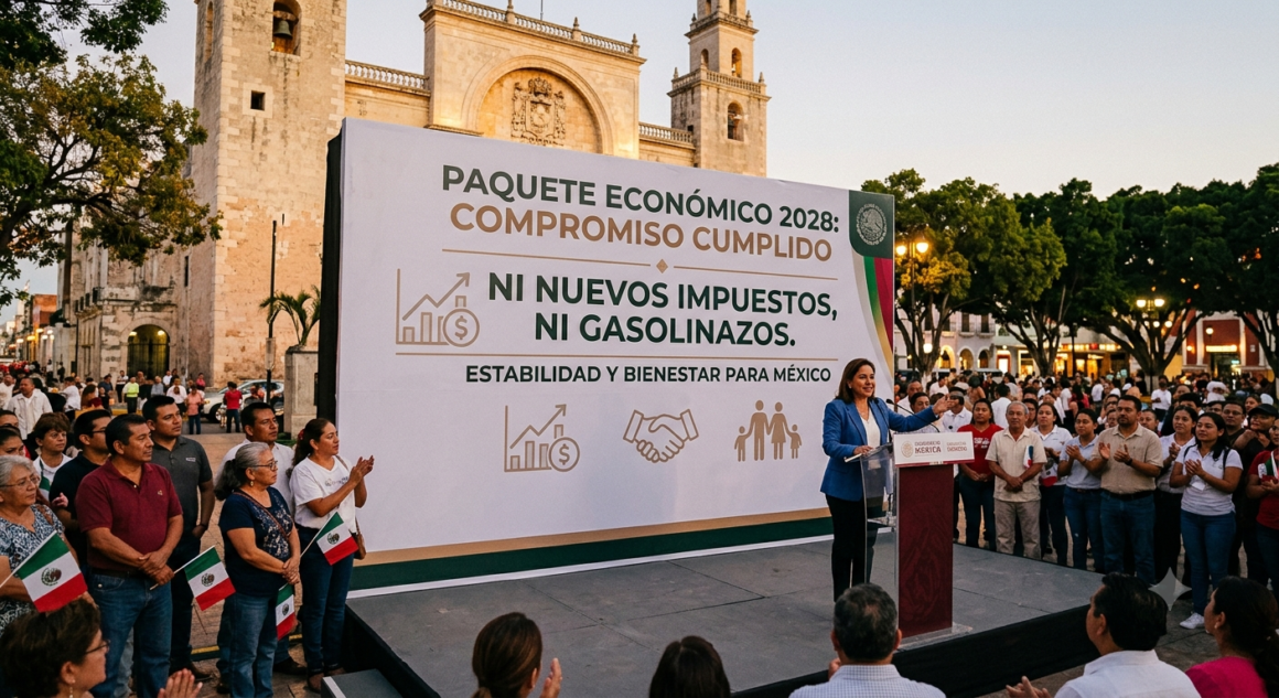El Paquete Fiscal 2028, Cuentas claras, No al alza de impuestos, No al gasolinazoPromesa fiscal: estabilidad sin aumentos.