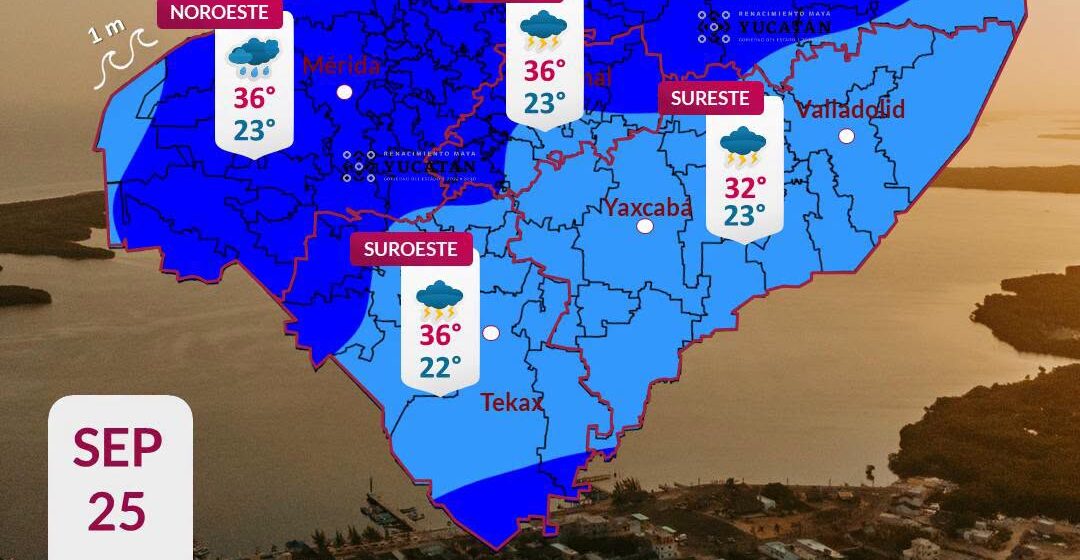 Clima en Yucatán: Lluvias fuertes este 24 de septiembre