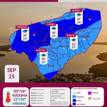 Clima en Yucatán: Lluvias fuertes este 24 de septiembre