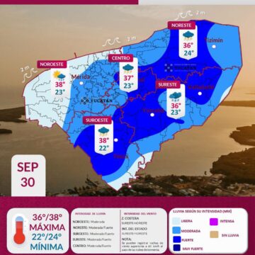 Clima (1) Clima en Yucatán: Lluvias fuertes este 30 de septiembre