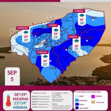 Prevén lluvias y calor de hasta 39°C en Yucatán