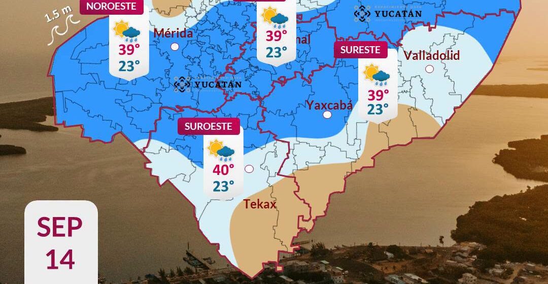 Lluvias y calor extremo se esperan este lunes en Yucatán