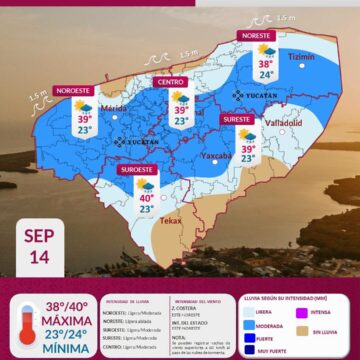 Lluvias y calor extremo se esperan este lunes en Yucatán