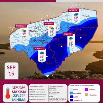 Lluvias fuertes y calor se esperan este martes en Yucatán