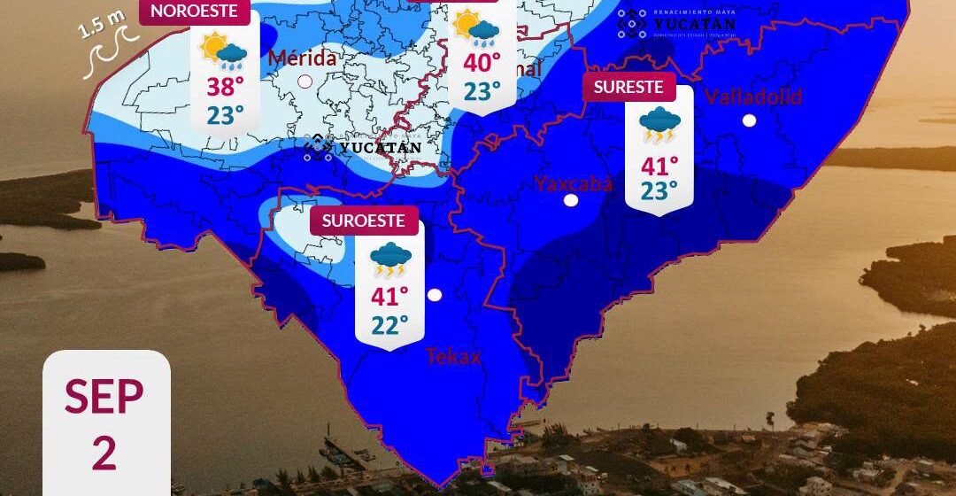 Prevén lluvias y calor extremo para este miércoles en Yucatán