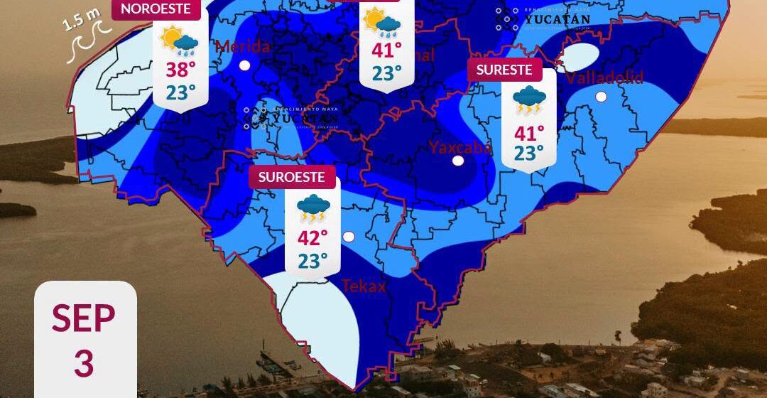 Prevén lluvias y calor extremo este jueves en Yucatán