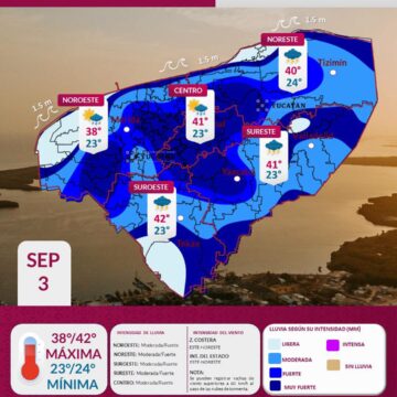 Prevén lluvias y calor extremo este jueves en Yucatán
