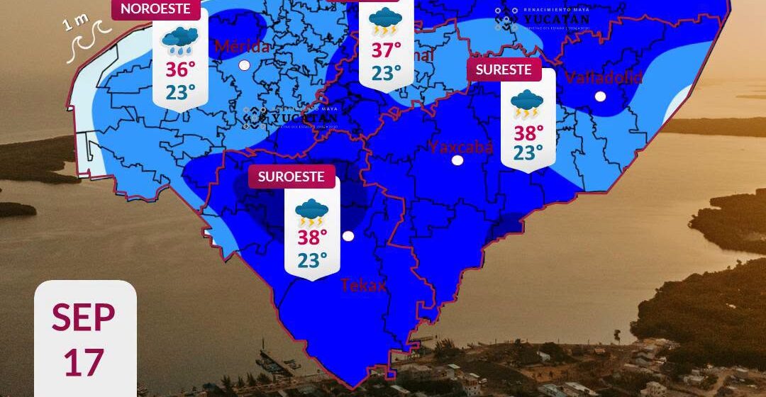 Lluvias y calor se esperan este jueves 17 en Yucatán