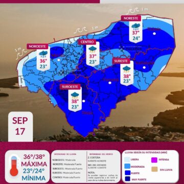 Lluvias y calor se esperan este jueves 17 en Yucatán