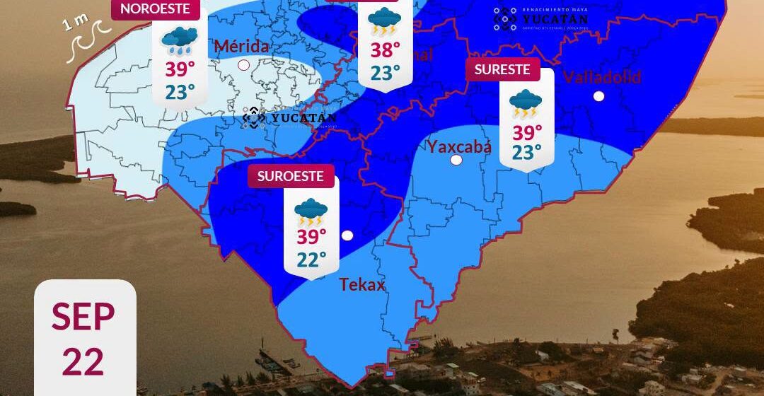 Clima (26) Clima en Yucatán: Vaguada causará lluvias y calor de hasta 39°C este 22 de septiembre