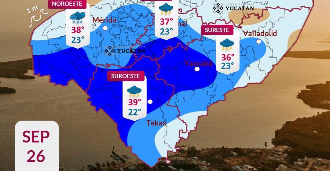 Clima (3) Clima en Yucatán: Lluvias fuertes este 26 de septiembre