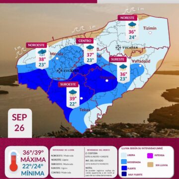 Clima en Yucatán: Lluvias fuertes este 26 de septiembre