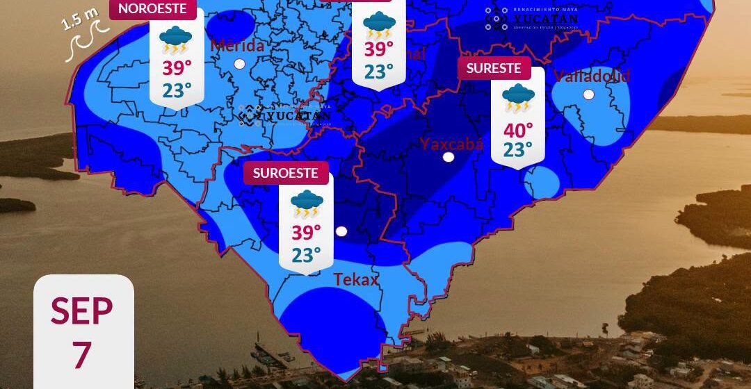 Clima (3) Prevén lluvias muy fuertes y calor de hasta 40°C en Yucatán