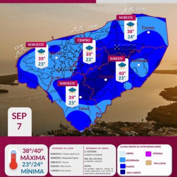 Prevén lluvias muy fuertes y calor de hasta 40°C en Yucatán