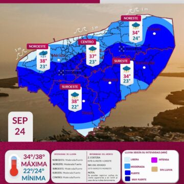 Clima en Yucatán: Lluvias fuertes este 24 de septiembre