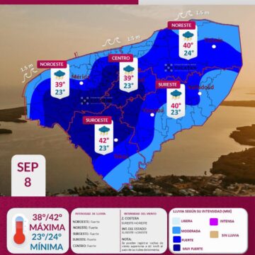 Prevén lluvias muy fuertes y calor de hasta 42°C en Yucatán