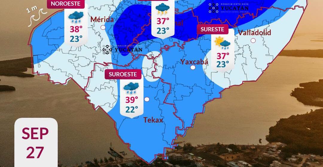 Clima en Yucatán: Lluvias y calor este 27 de septiembre